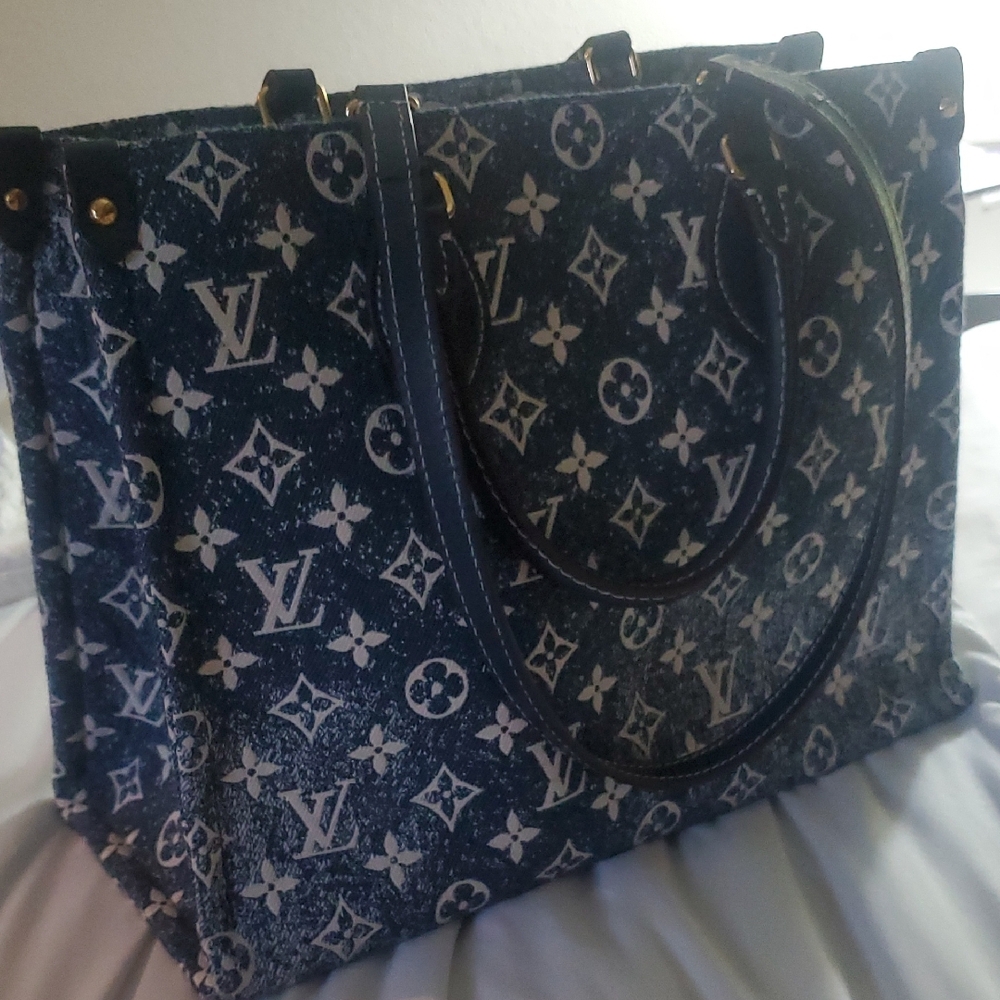 Louis Vuitton Blue and White Monogram Tote